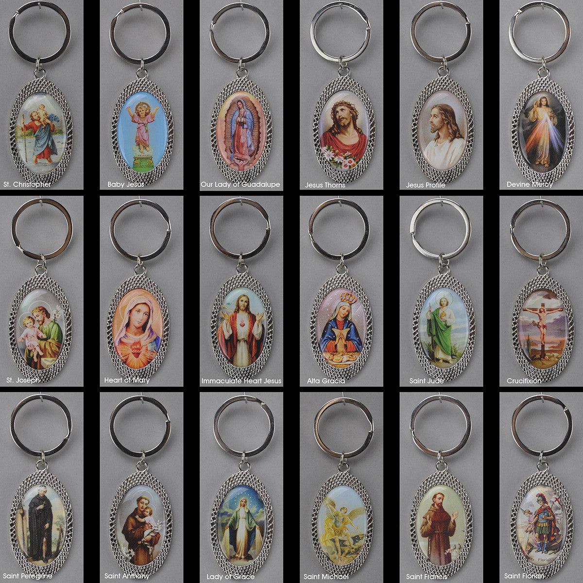 Religious Image Metal Oval Key Chains