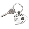 Poker Hand Playing Card Nickel-Plated Metal Keychain