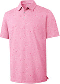 Men's Golf Polo Shirt Short Sleeve Performance Moisture Wicking Collared Print Shirt for Golf and Casual Wear