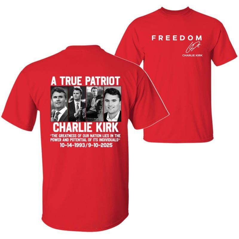 A True American Patriotic Charlie Kirk The Greatness of Our Nation T-Shirt, Wear Red on October 14th as Charles James Kirk Day Tee, Charlie Kirk Birthday Tee, Graphic Design Unisex Cotton T-shirt for Men for Women Menswear Womenswear