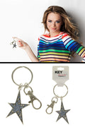 Star keychain with rhinestone accents throughout KEKC4903
