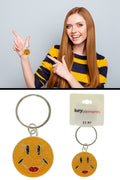 Glittery Enameled Smiley Face Key Chain KEKC4911
