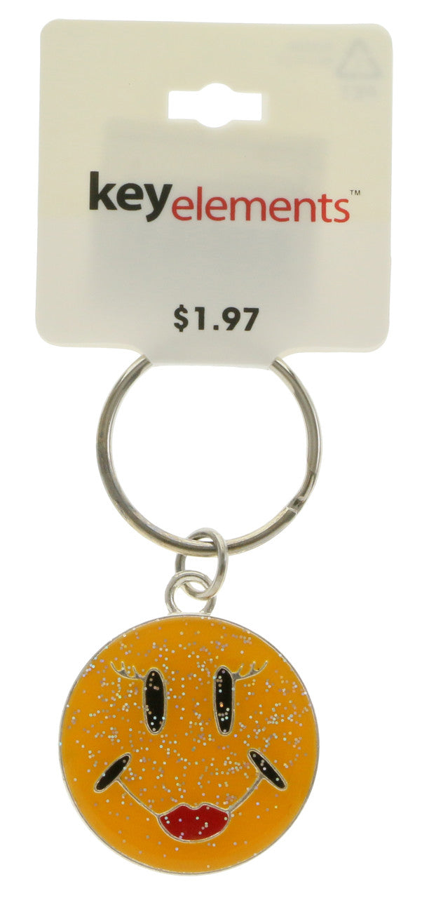 Glittery Enameled Smiley Face Key Chain KEKC4911