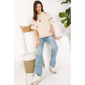 /Size Xl/ Star Pattern Ruffle Short Sleeve Knit Top in Cream Unisex T-shirt, Sweatshirt, Hoodie, Long Sleeve Tee