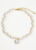 Agape Pearl Heart Charm Necklace